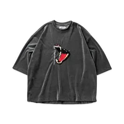 TIGHTBOOTH Bite Velour 3/4 Sleeve Tee "Charcoal"
