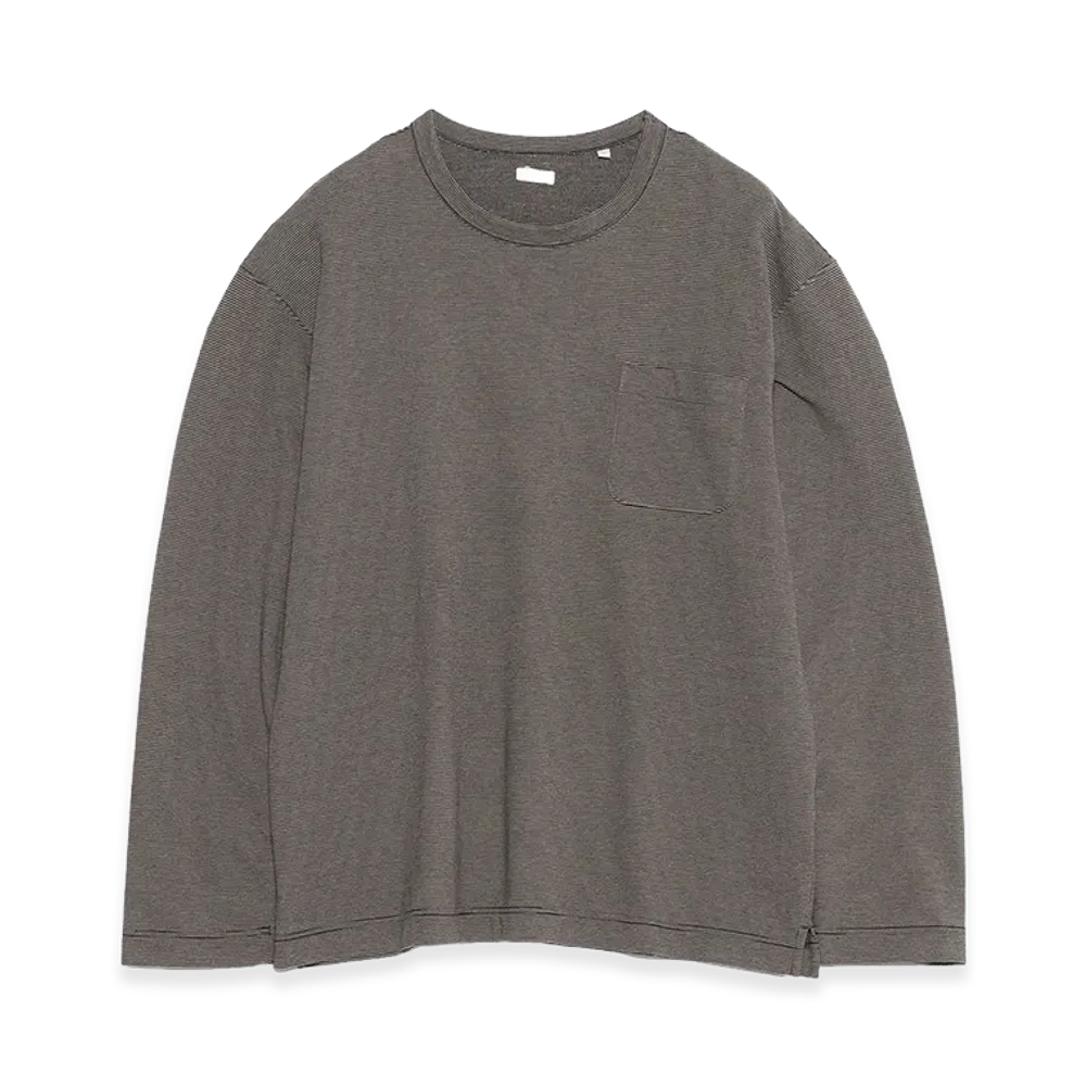 nanamica Micro Stripe Pocket L/S Tee "Black/Gray"