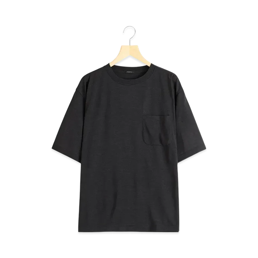 COMOLI Summer Wool Short Sleeve T-Shirt "Chacoal"