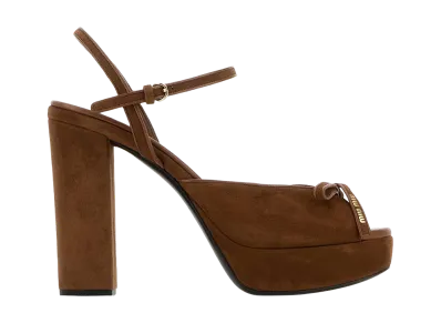 MIU MIU Women's Suede Sandals "Brown"