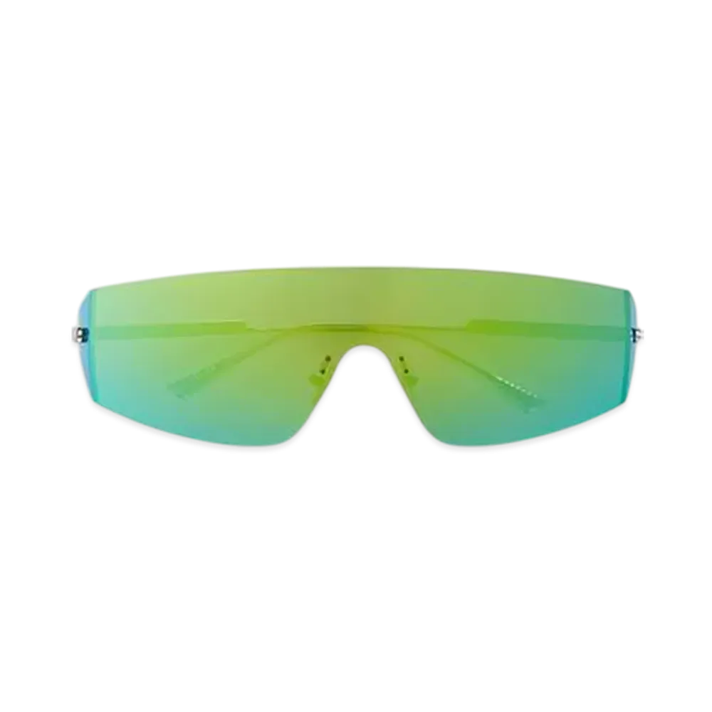 Bottega Veneta Futuristic Shield Sunglasses "Silver/Silver/Green"