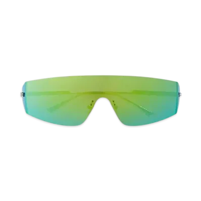 Bottega Veneta Futuristic Shield Sunglasses "Silver/Silver/Green"