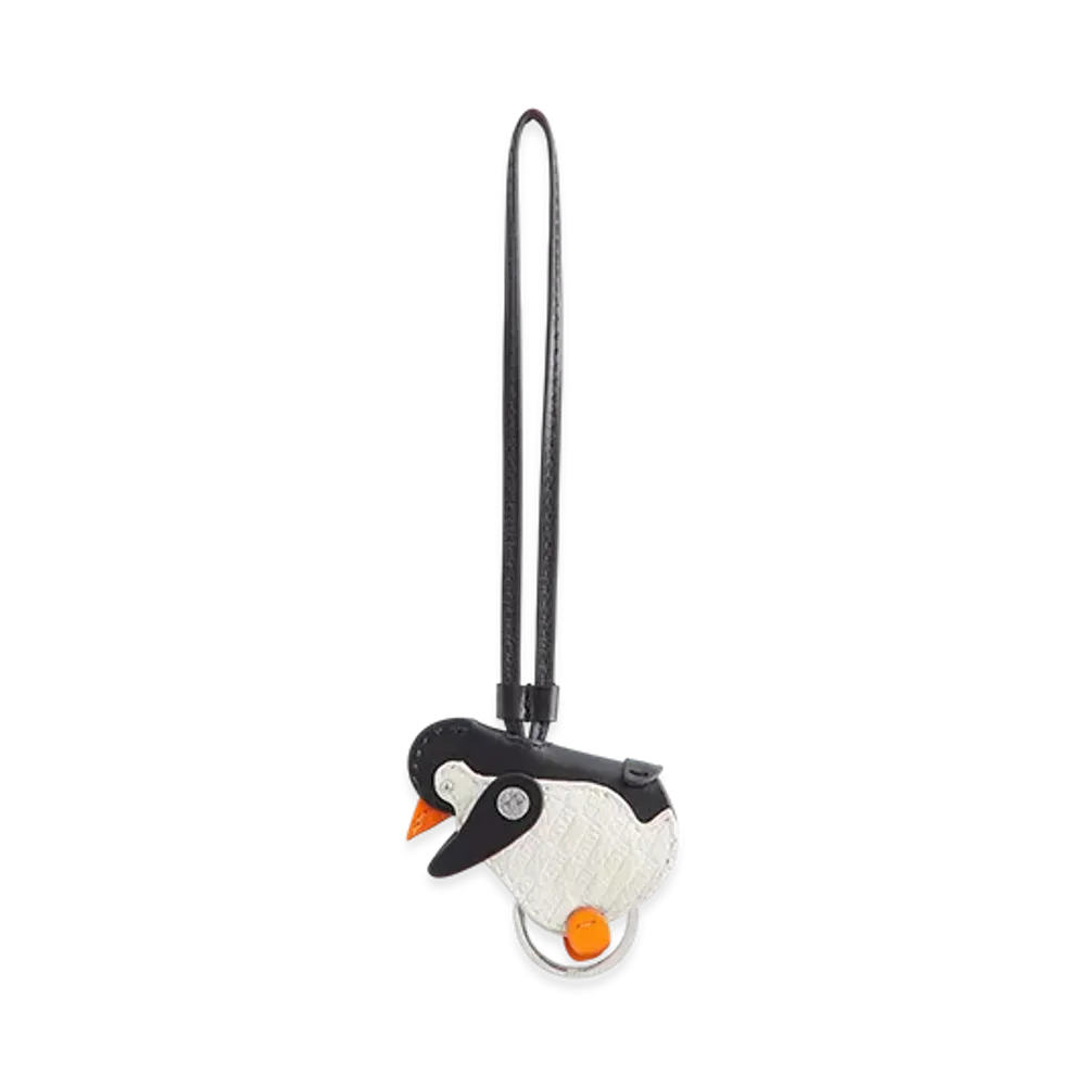 Kithmas Monogram Leather Penguin Bag Charm "Black"