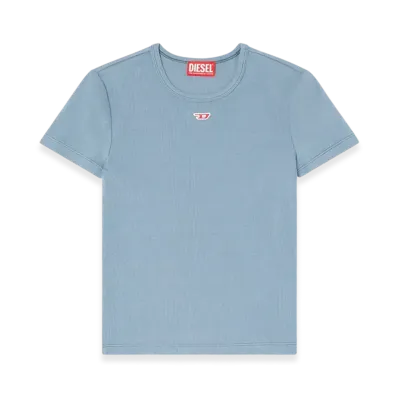 Diesel T-Ele-Long-D T-Shirt With D Logo Patch "Light Blue"