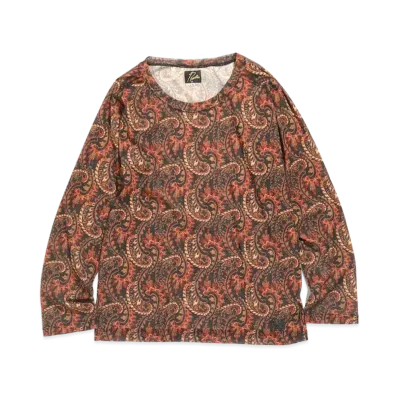 Needles L/S U NECK TEE - POLY MESH / PAISLEY PT. "Black"