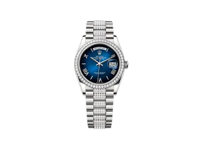 ROLEX Day-Date 36mm White Gold Diamond 128349RBR "Blue Ombre"