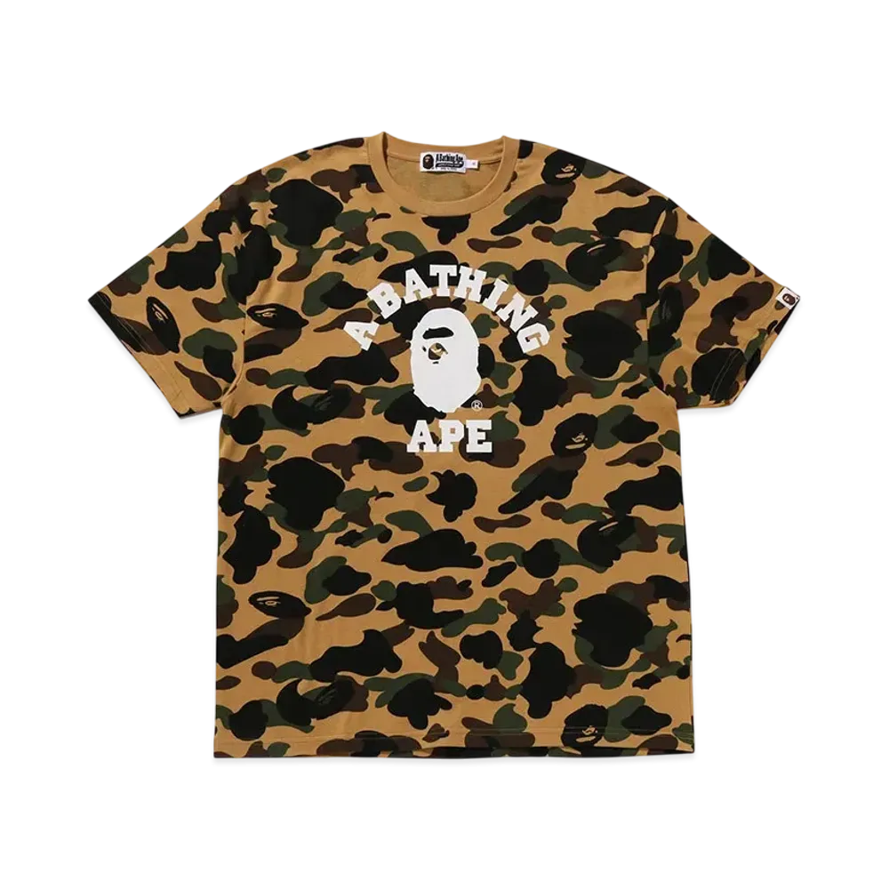 A BATHING APE Bape Ladies 1St Camo College Oversized Tee "Yellow"