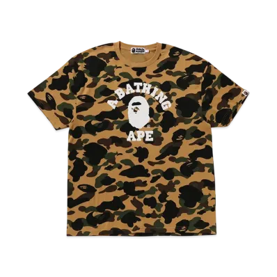 A BATHING APE Bape Ladies 1St Camo College Oversized Tee "Yellow"