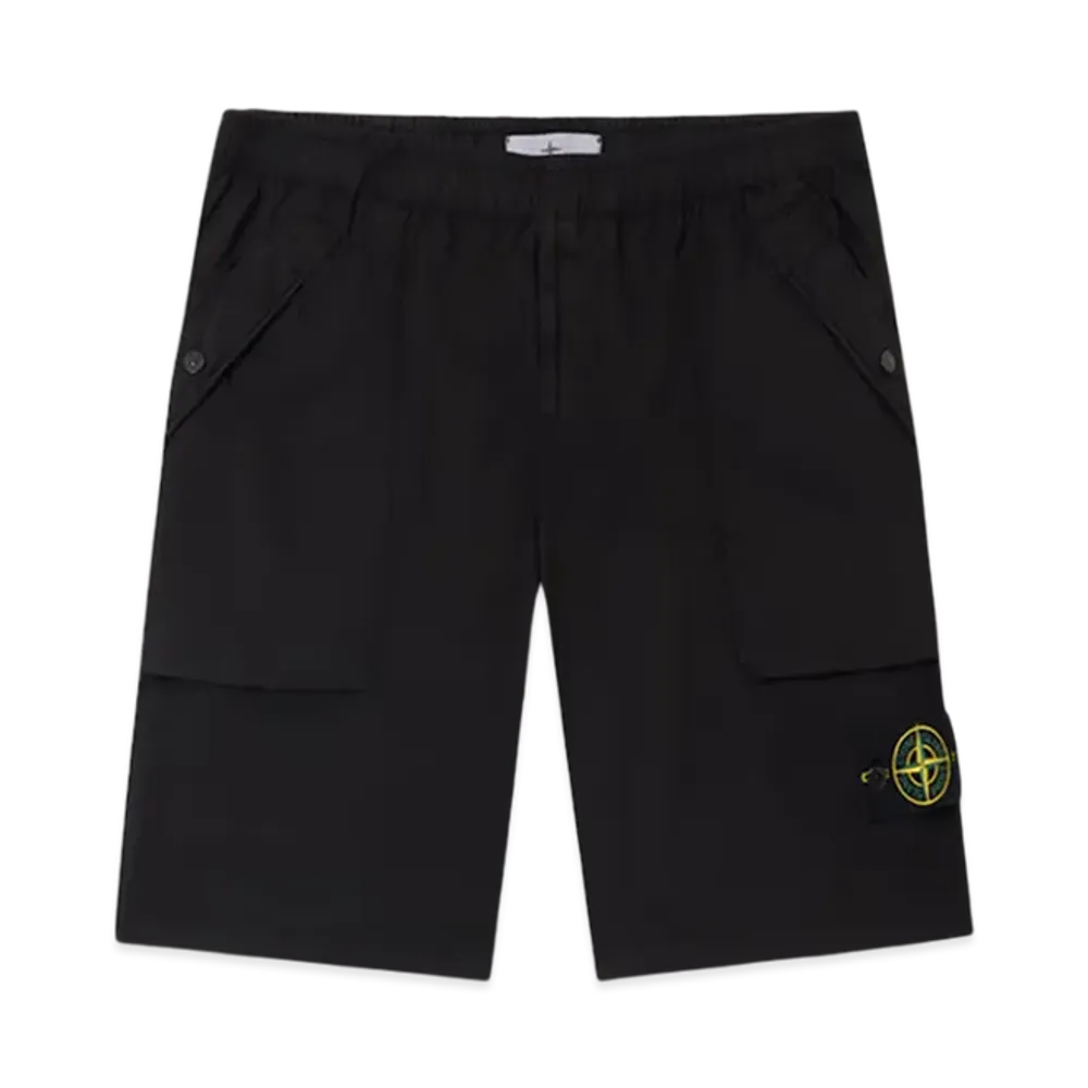 Stone Island L100009 Stretch Cotton Tela Paracadute Comfort Fit Bermuda Shorts - 25SS "Black"