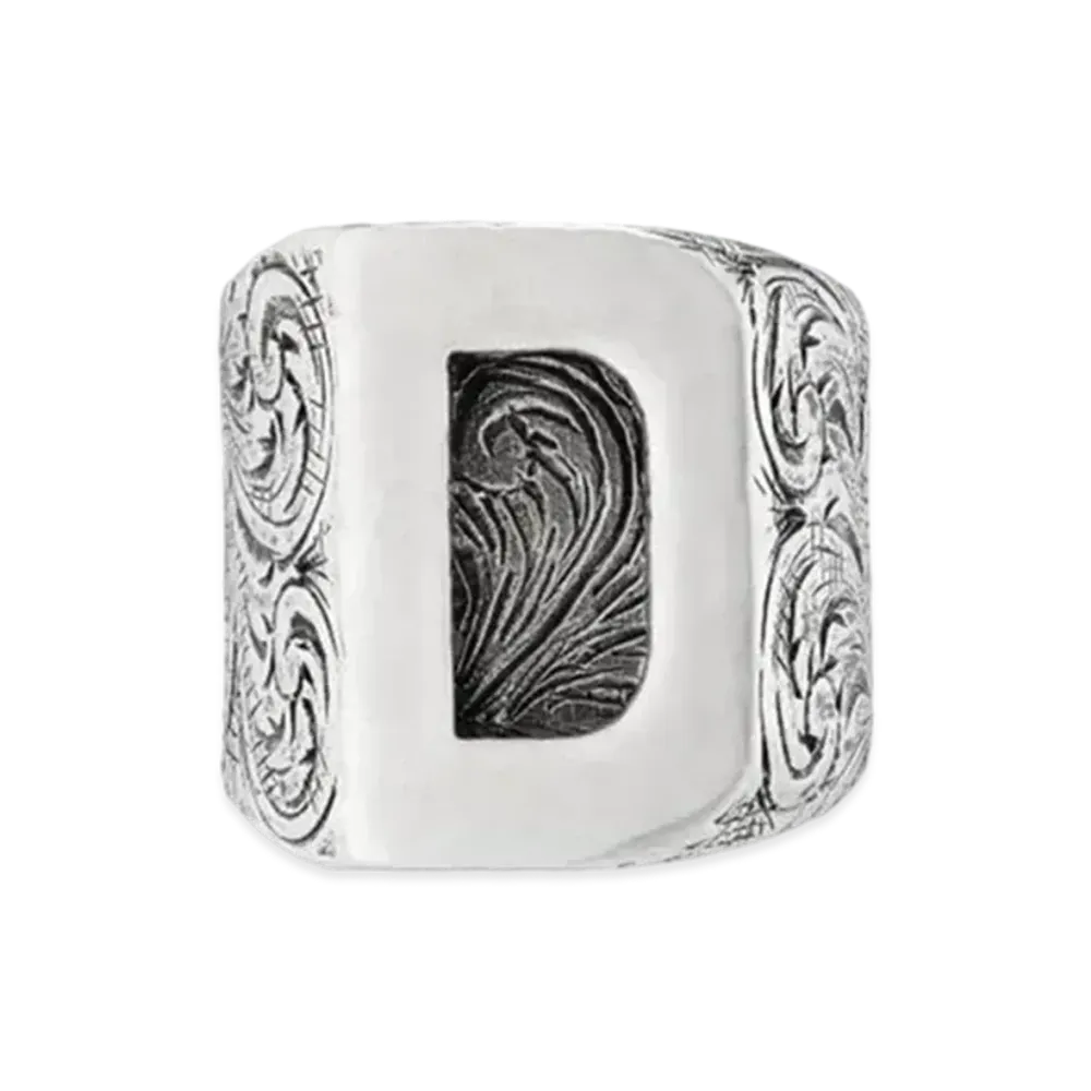 GUCCI Alphabet "D" Silver Ring "Silver"
