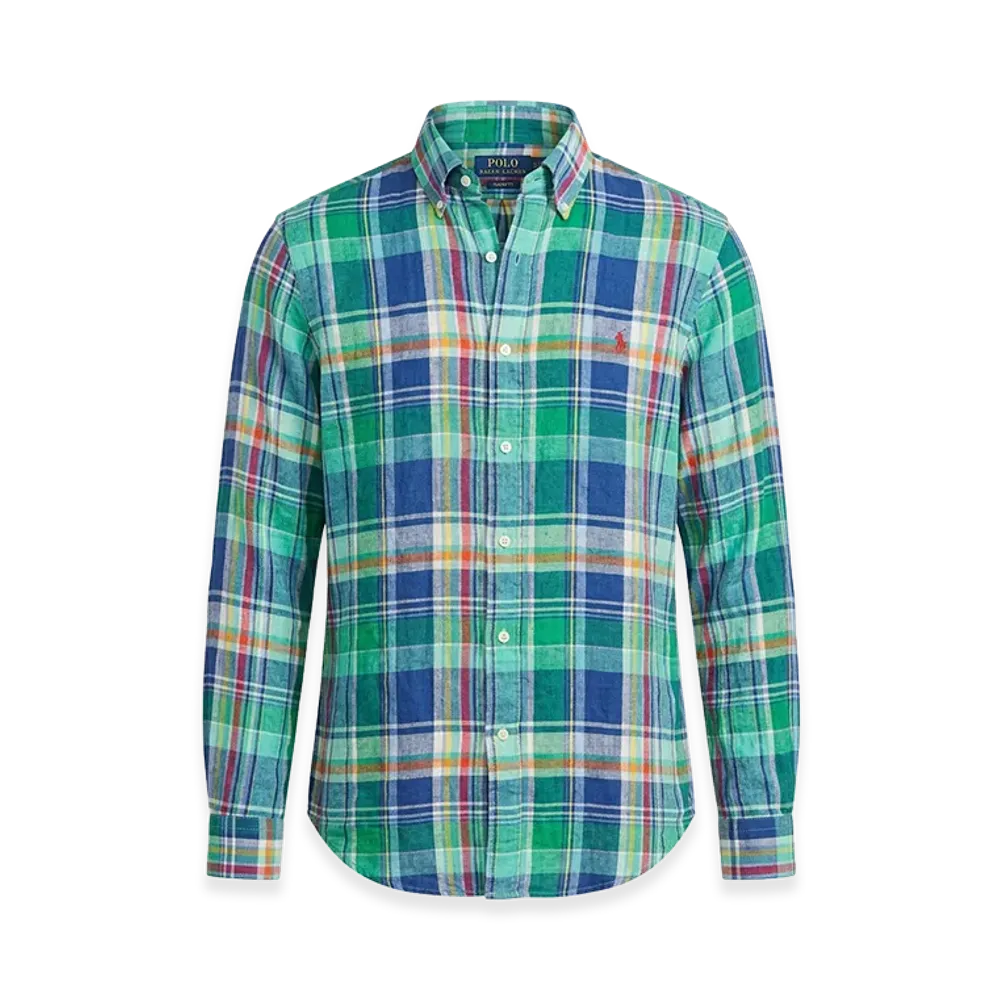 Polo Ralph Lauren Classic Fit Linen Check Shirt "Green"