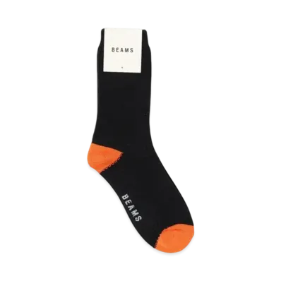 BEAMS 2-Tone Waffle Crew Socks "Black"