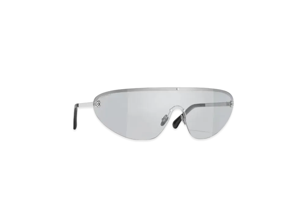 CHANEL Shield Sunglasses Metal "Silver Lenses/Light Gray"