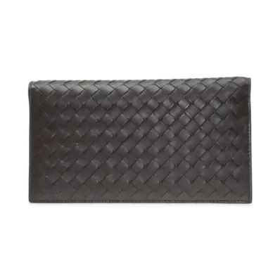 Bottega Veneta Intrecciato Calfskin Bi-fold Wallet "Ebano"