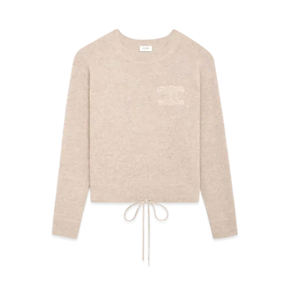 CELINE Triomphe Crew Neck Sweater In Wool and Cashmere "Oatmeal"