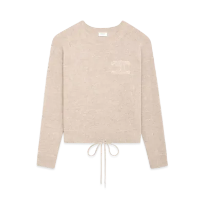 CELINE Triomphe Crew Neck Sweater In Wool and Cashmere "Oatmeal"