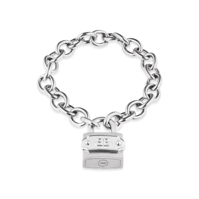 BALENCIAGA BB Padlock Bracelet "Silver/Antique Silver"