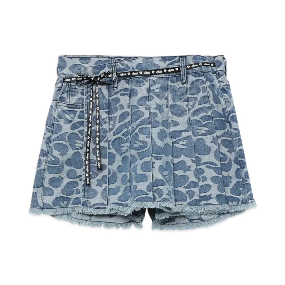 A BATHING APE Pattern Denim Pleated Skort "Lightindi"