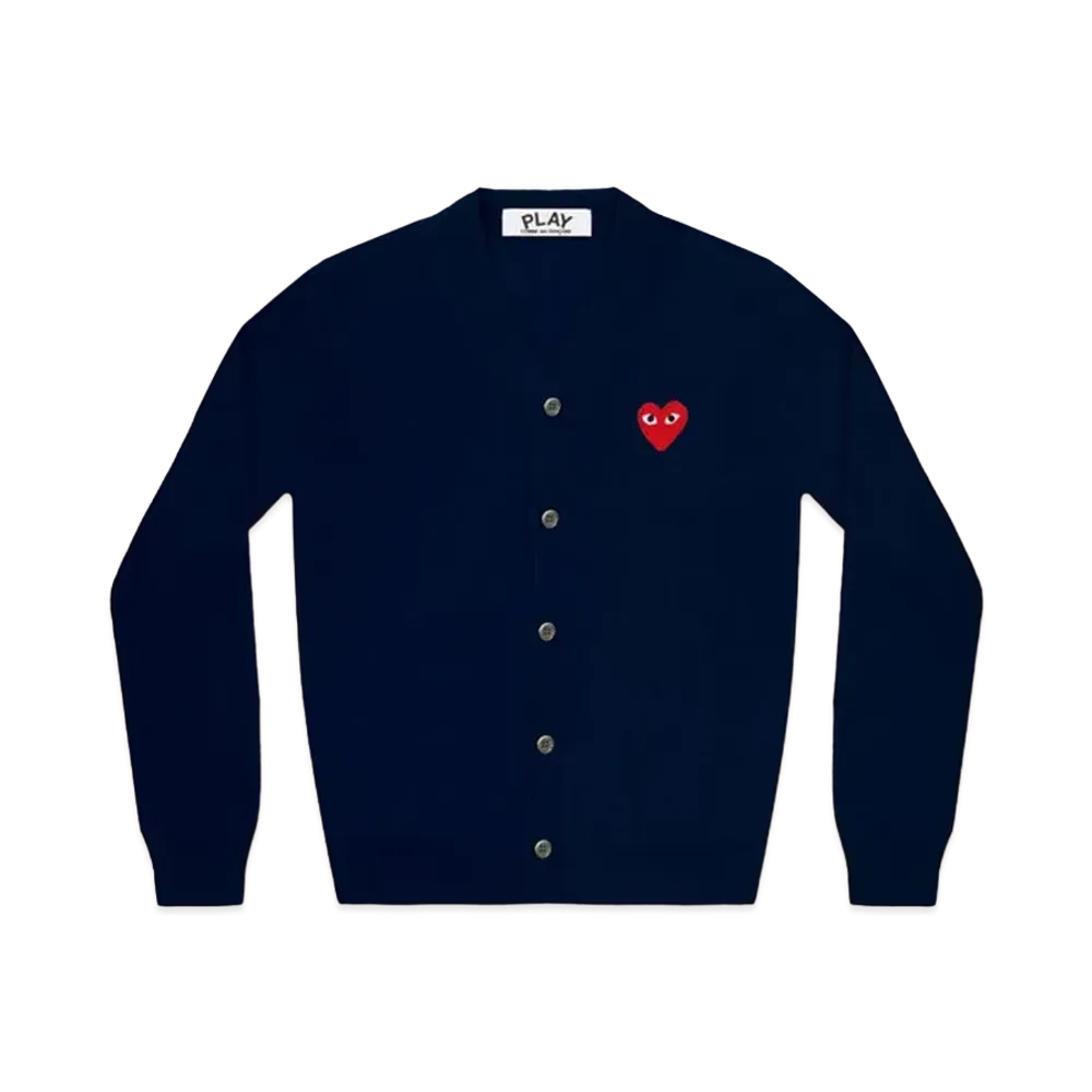 PLAY COMME des GARCONS Red Heart Men's Cardigan "Navy"