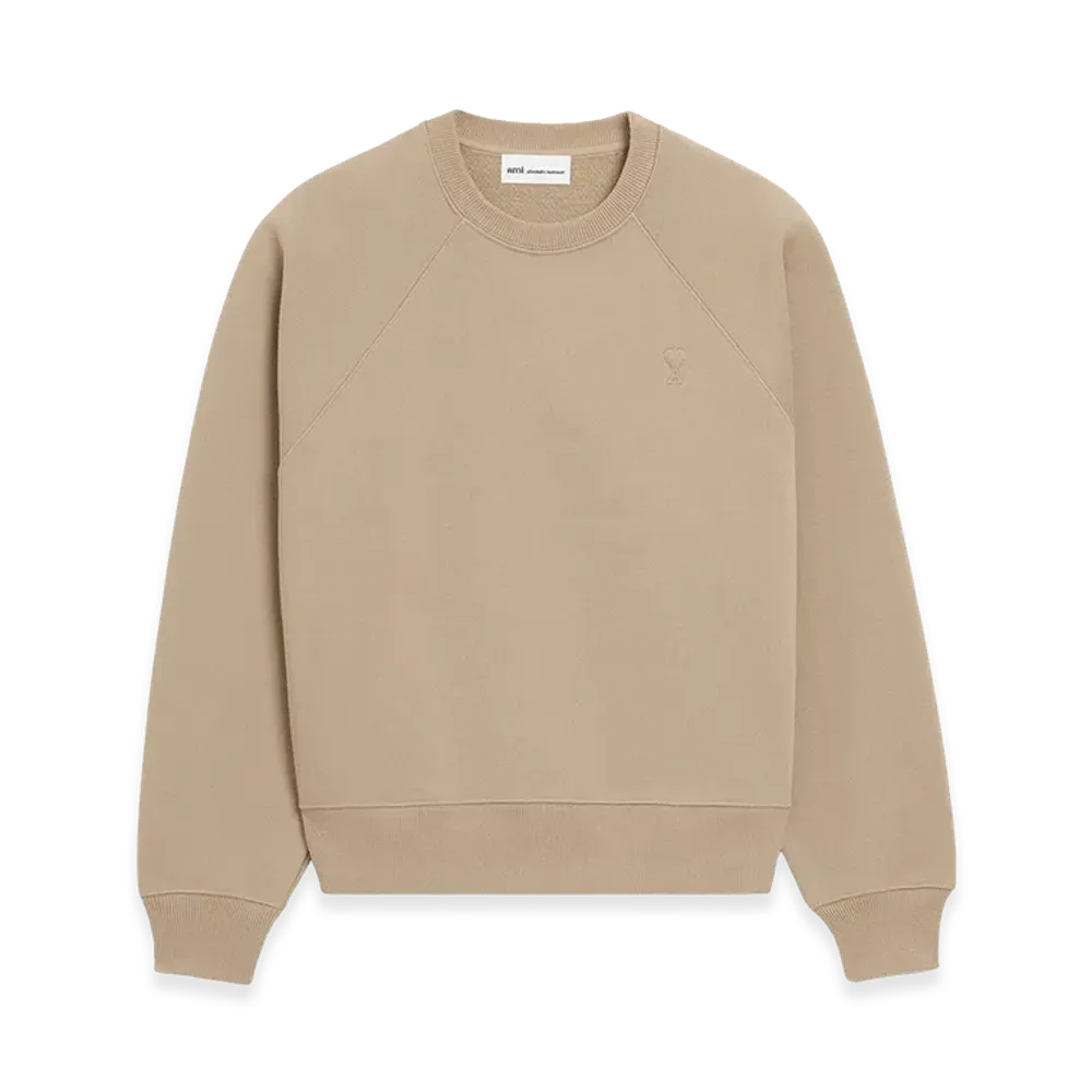 AMI PARIS Cotton Embossed Ami De Coeur Sweatshirt "Beige"