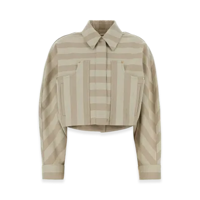 FENDI Women's Embroidered Drill Jacket "Stripped"