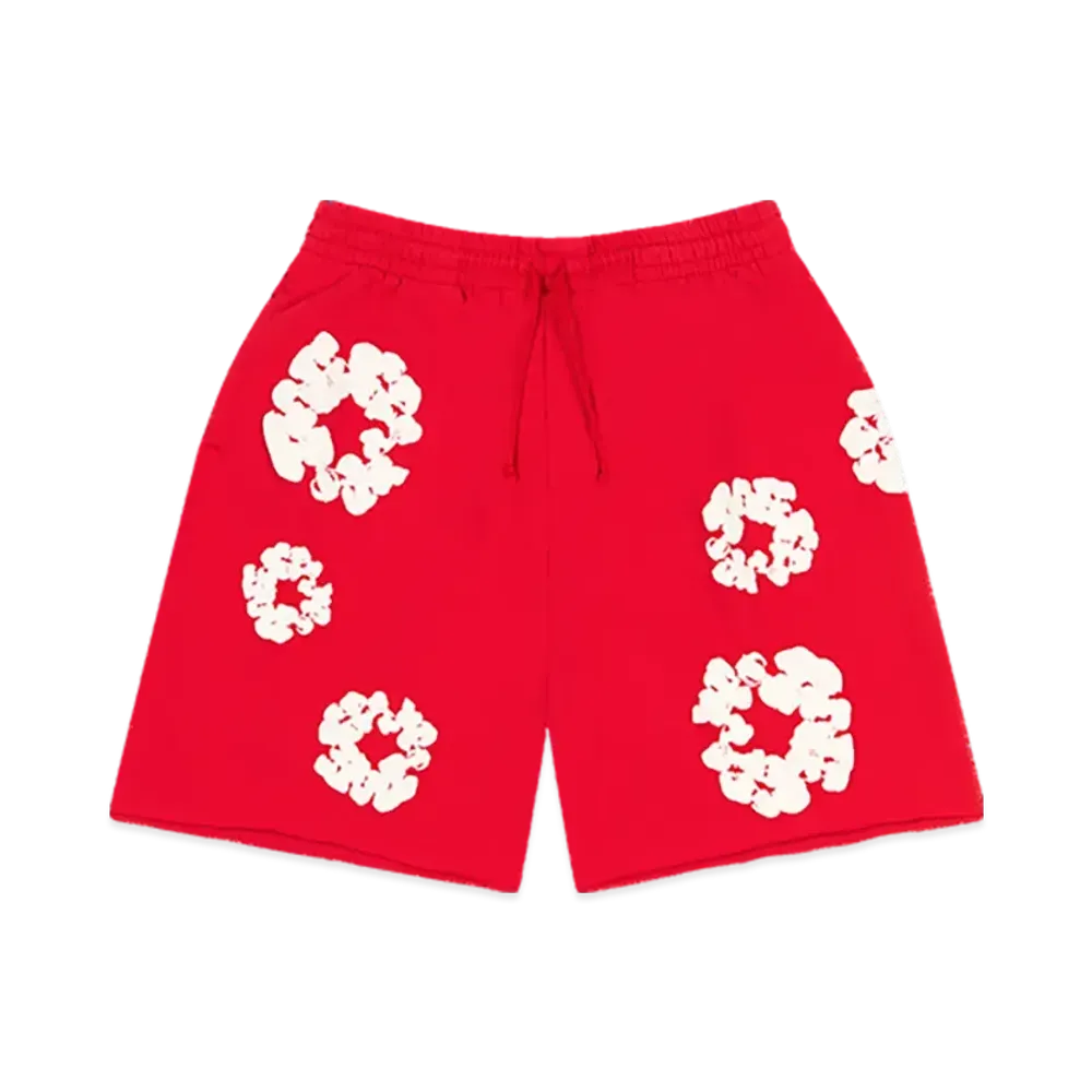 DENIM TEARS Cotton Wreath Sweatshorts "Red"