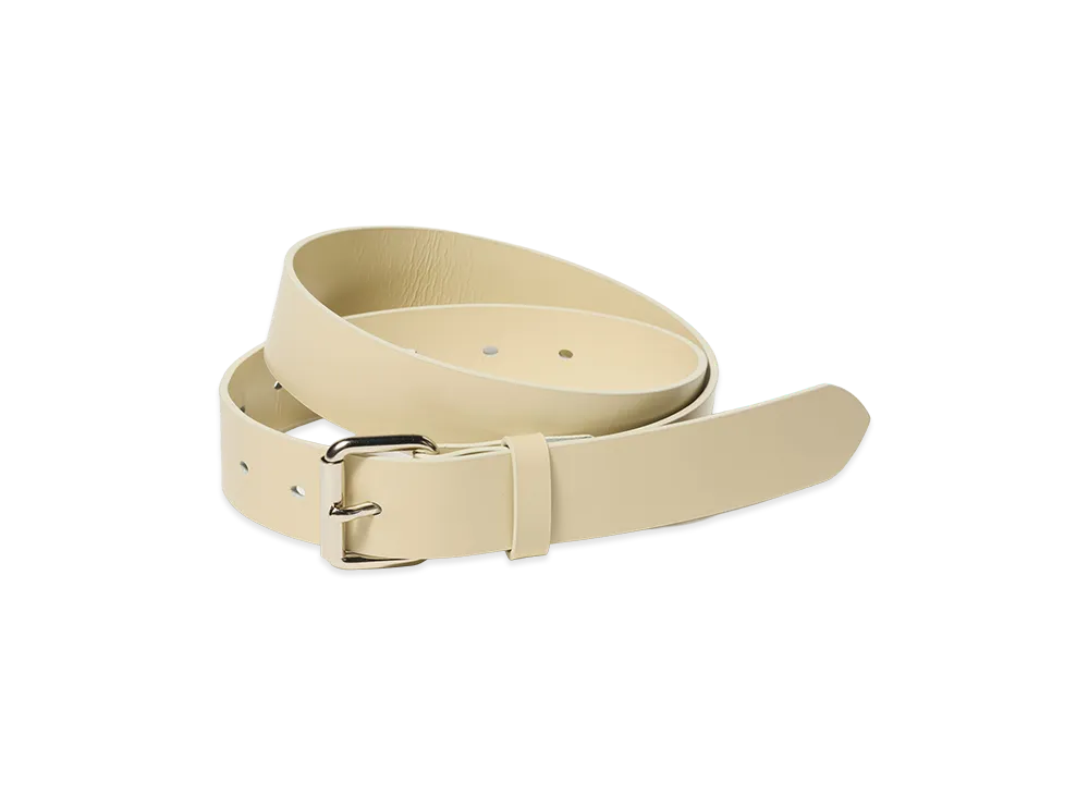 AURALEE Women's Glazed Leather Roller Buckle Belt "Light Beige"