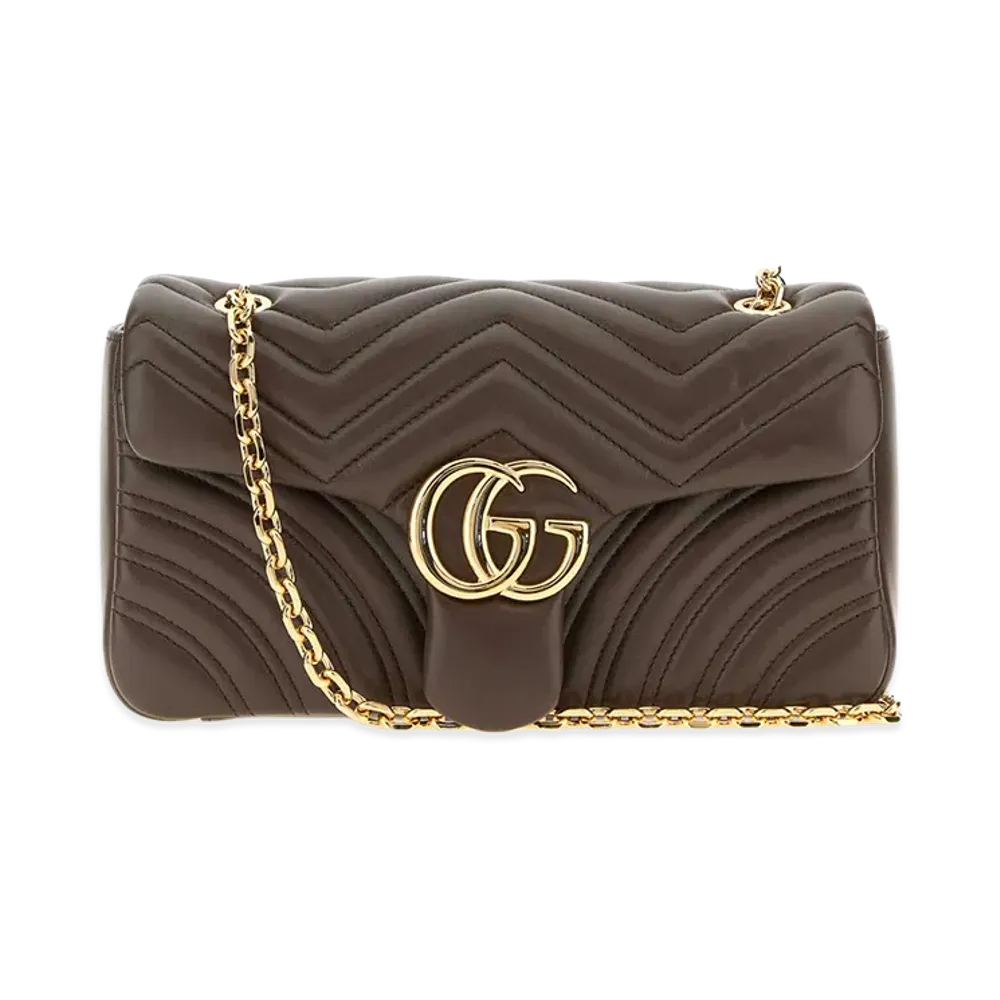 GUCCI Women's Nappa Leather Medium GG Marmont Shoulder Bag "Brown/Mud"