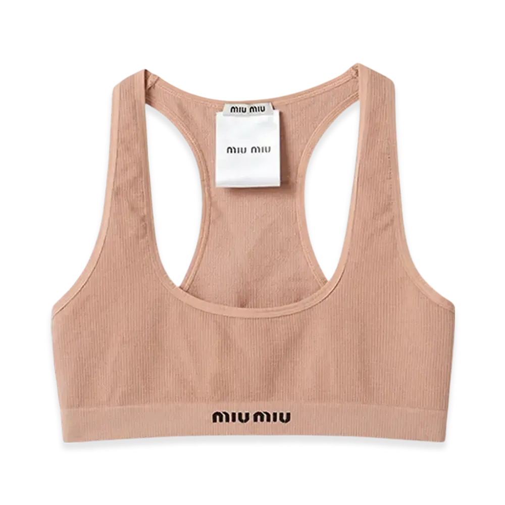 MIU MIU Women's Seamless Racerback Top "Nude Beige"