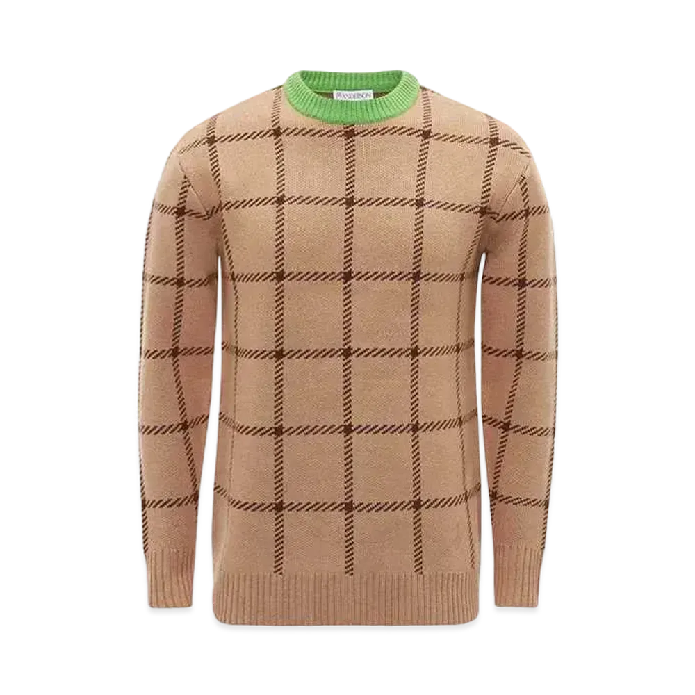 JW ANDERSON Check-Print Merino Jumper "Clay"