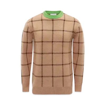 JW ANDERSON Check-Print Merino Jumper "Clay"