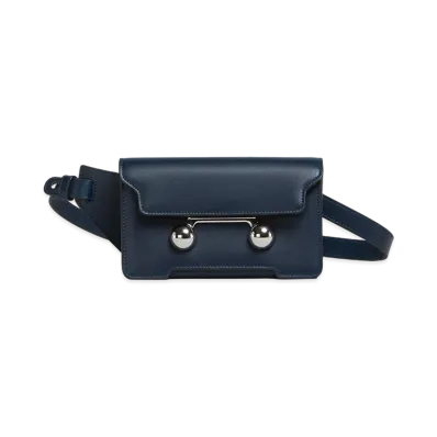MARNI Trunkaroo Crossbody Bag in Leather "Night Blue"