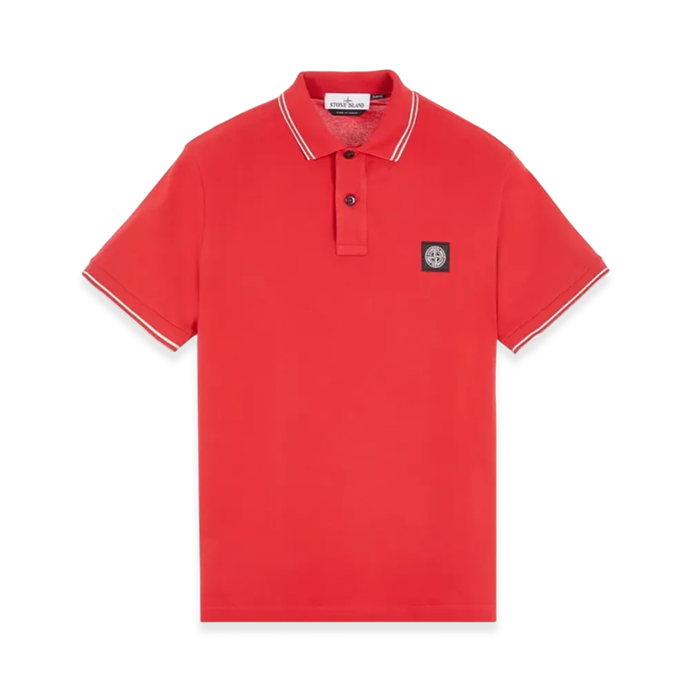 Stone Island 2SC18 Stretch Cotton Pique Short Sleeve Polo Shirt - 24SS "Red"