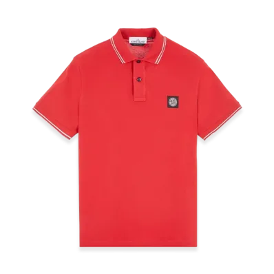 Stone Island 2SC18 Stretch Cotton Pique Short Sleeve Polo Shirt - 24SS "Red"