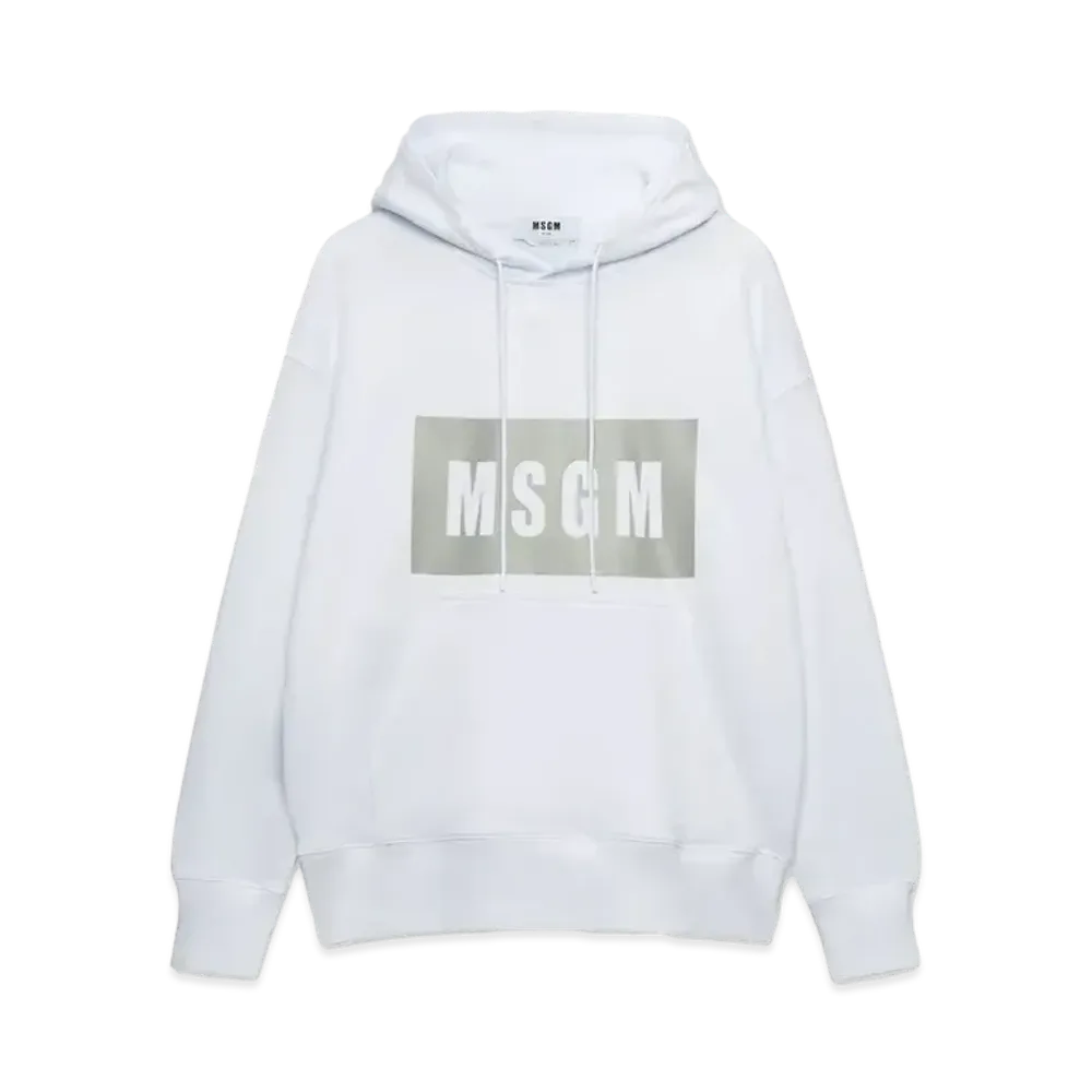 MSGM Jersey Sweatshirt With Box Logo Print "White"