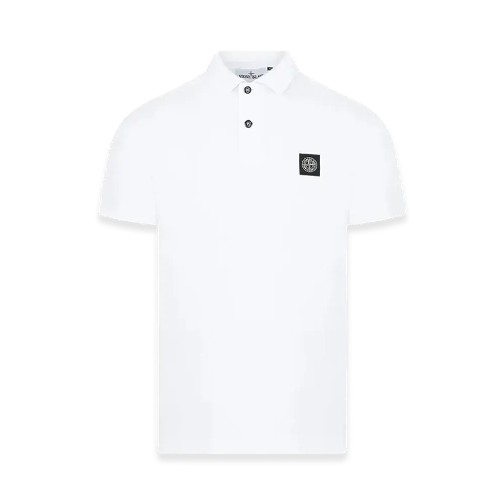 Stone Island Slim Fit Cotton Pique Polo Shirt "White"