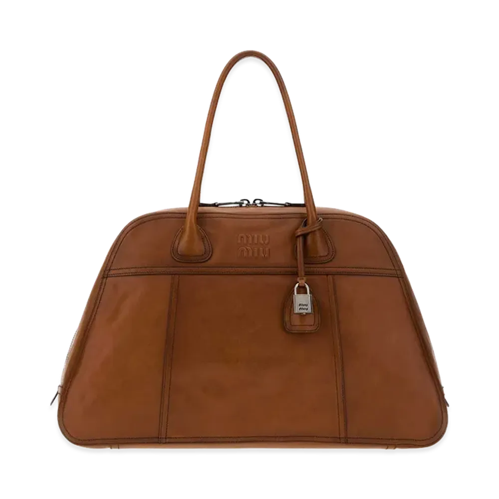 MIU MIU Women's Leather Vivant Shopping Bag "Brown/Camel"
