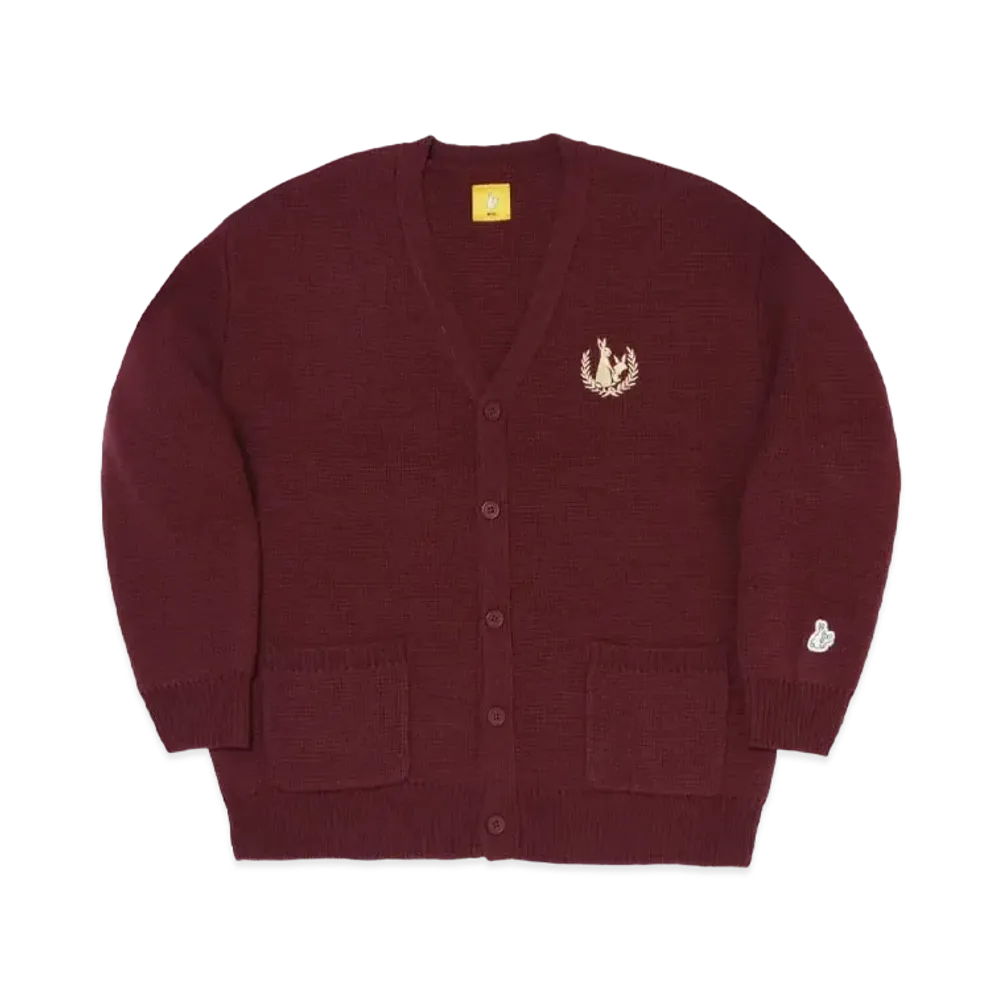 FR2 Embroidery Emblem Logo Knit Cardigan "Burgundy"