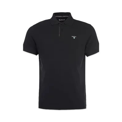 Barbour Tartan Switching Short Sleeve Polo Shirt "Black"