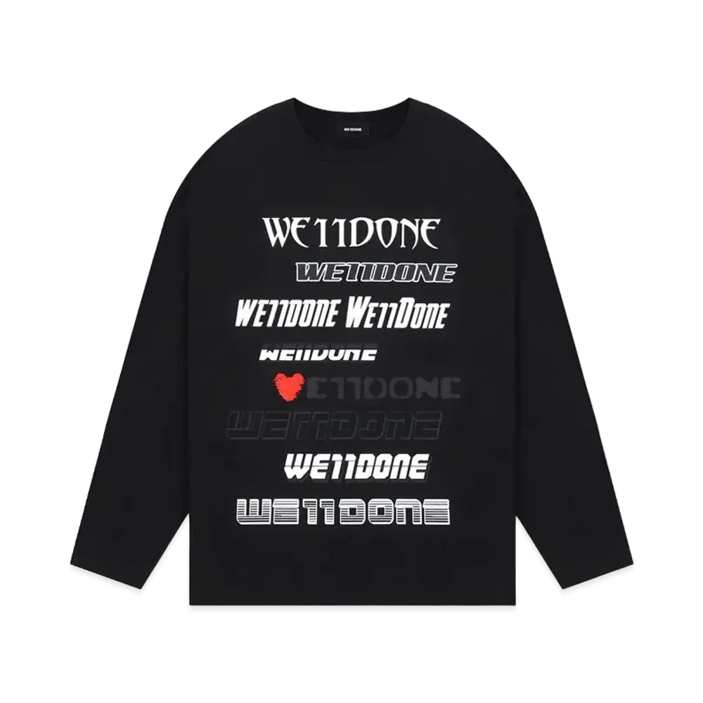 WE11DONE Black Love We11Done Logo Long-Sleeved T-Shirt "Black"