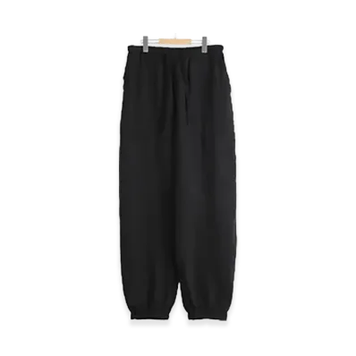 COMOLI Linen W Cross Drawstring Pants "Black"