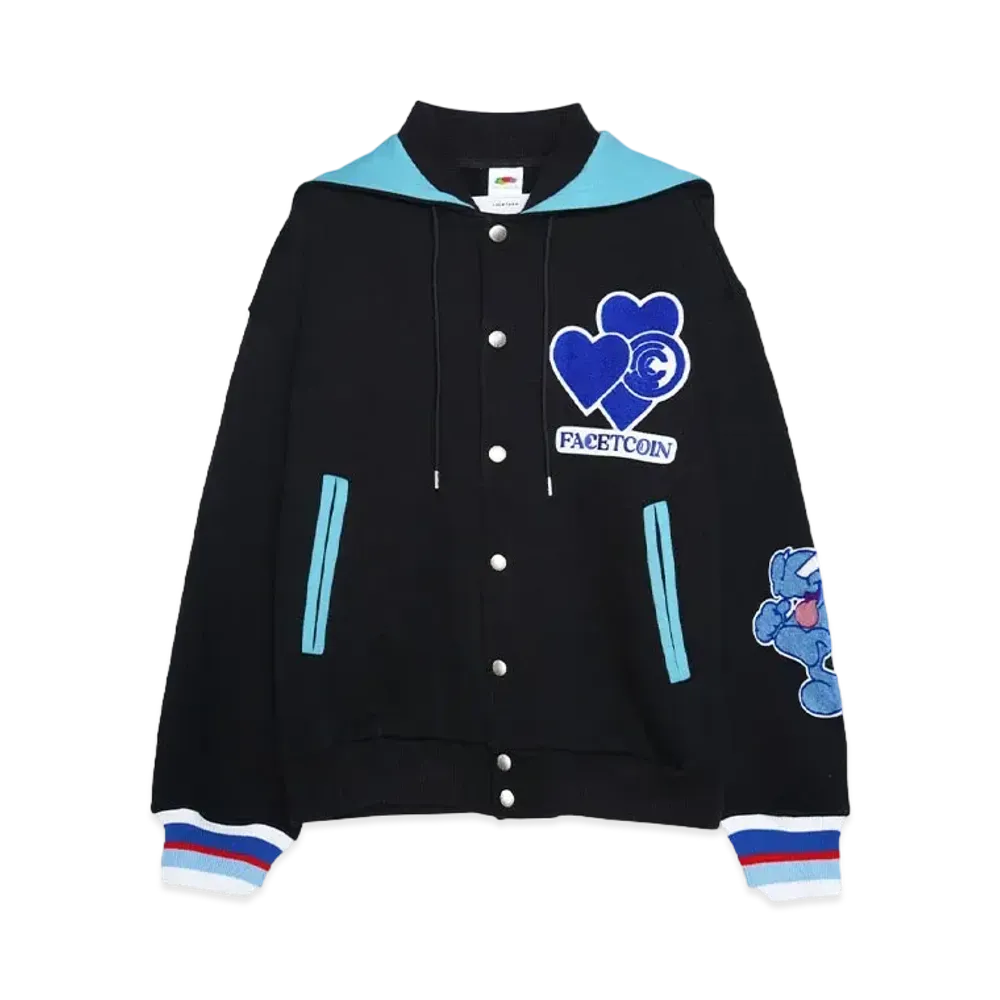 FACETASM x CPD LOVE PATCH HOODED STADIUM JACKET "BLACK"