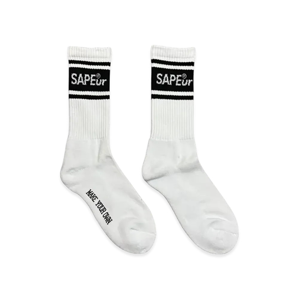 SAPEur Double Line Crew Socks "White"