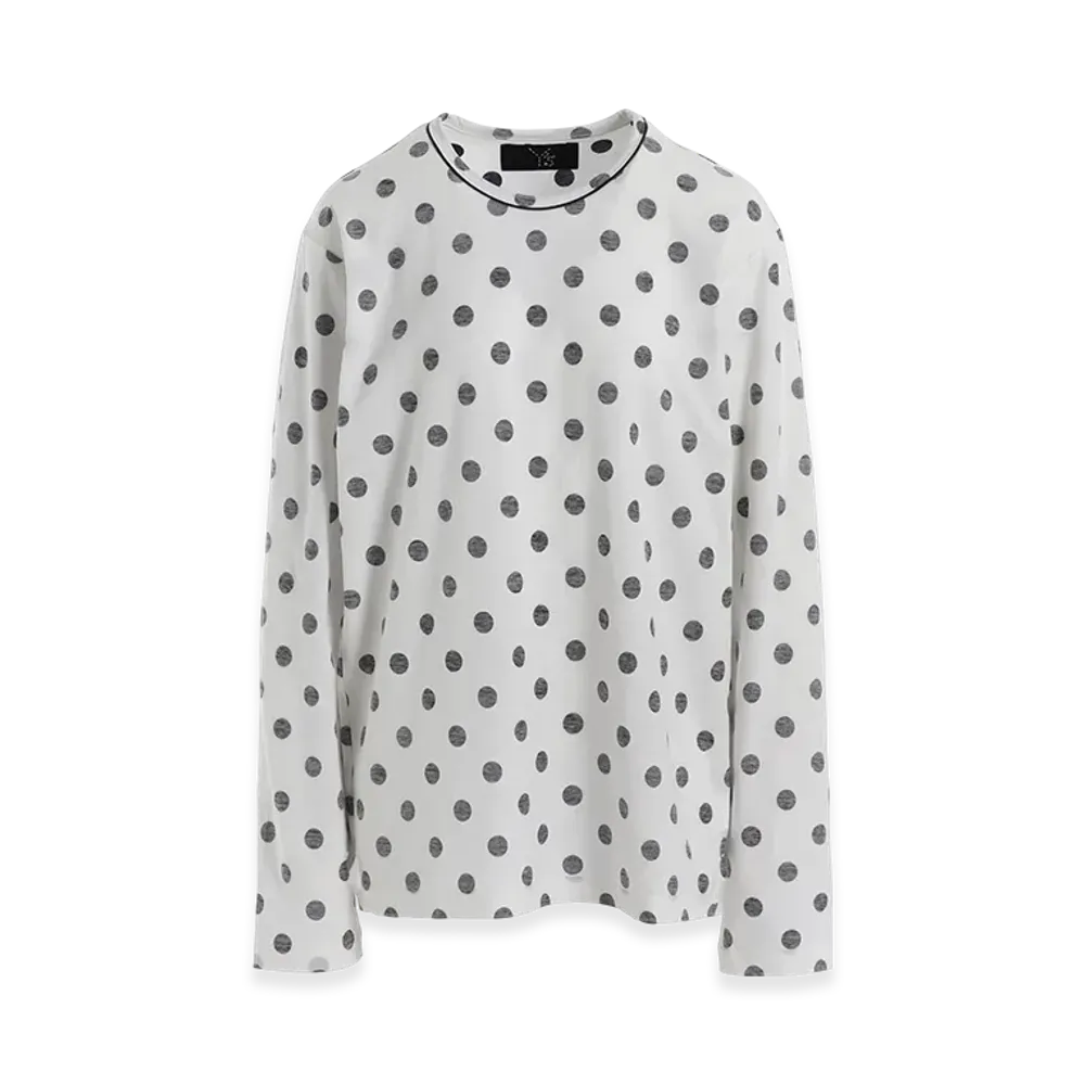 Y's Polka Dot Y's Stitch Longsleeve Big T "Off White"