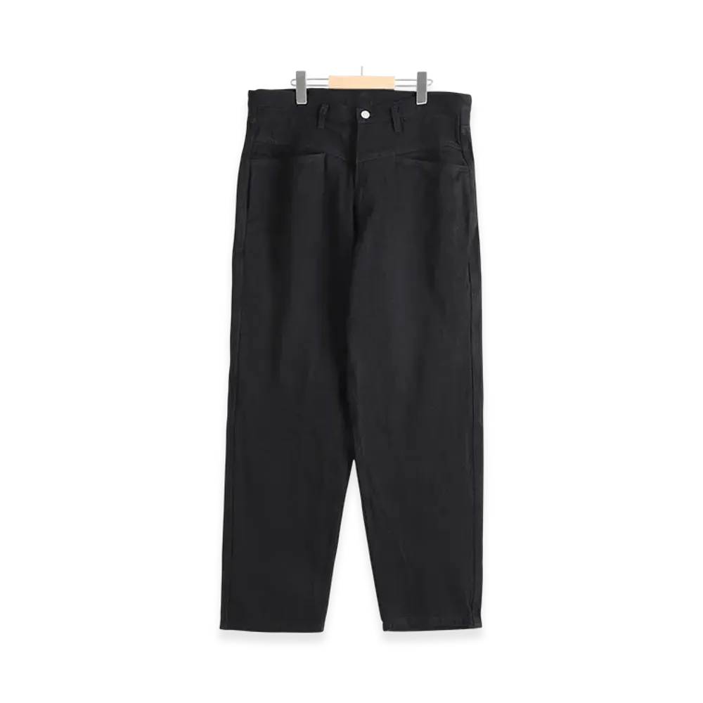 COMOLI Black Denim Tapered Pants "Black"