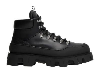 Moncler Black Leather Peak Trek Ankle Boots "Black"