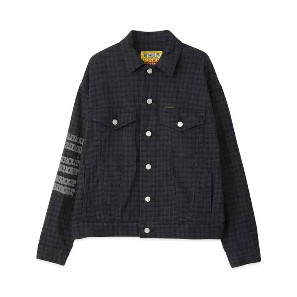 HYSTERIC GLAMOUR Type Logo Check Trucker Jacket "Black"
