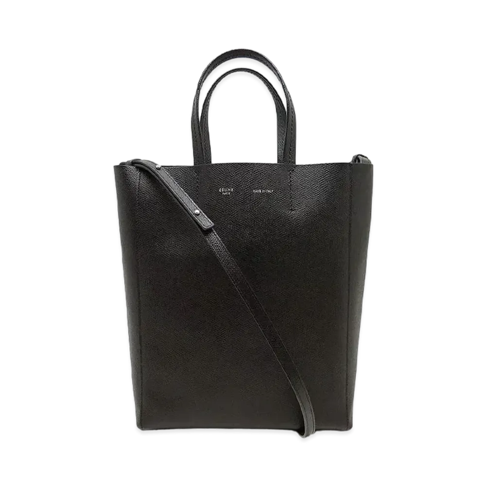 CELINE Vertical Cabas Small Leather Toate Bag "Black"