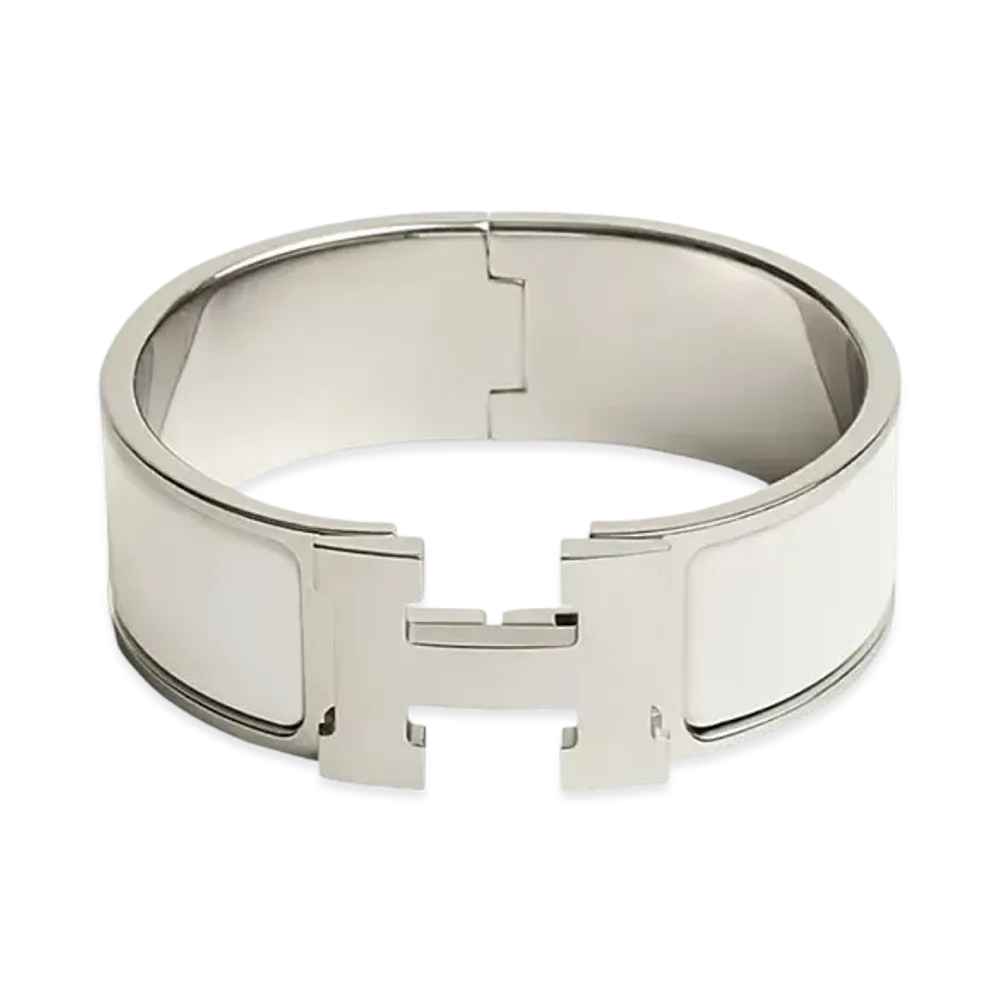 Hermes Clic Clac H Bracelet "Palladium/Blanc"