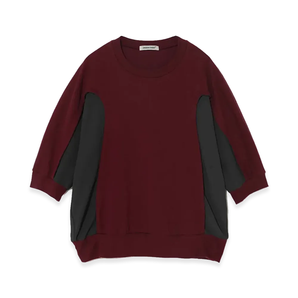 UNDERCOVER Cotton Short Sleeve Rib Cut & Sew "Bordeaux"